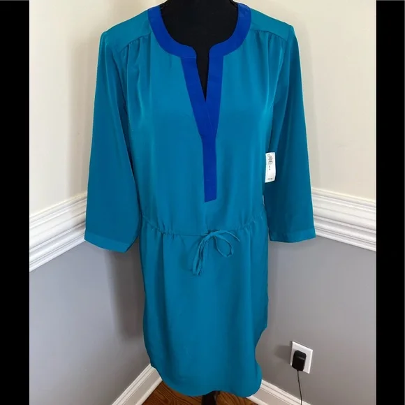 NWT OLD NAVY teal blue dress womens size medium - Picture 2 of 8